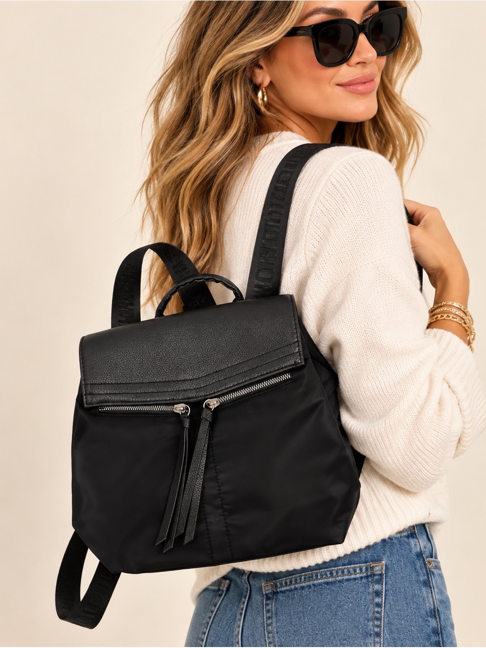 NWT Botkier Black Mini Trigger Nylon Backpack Purse